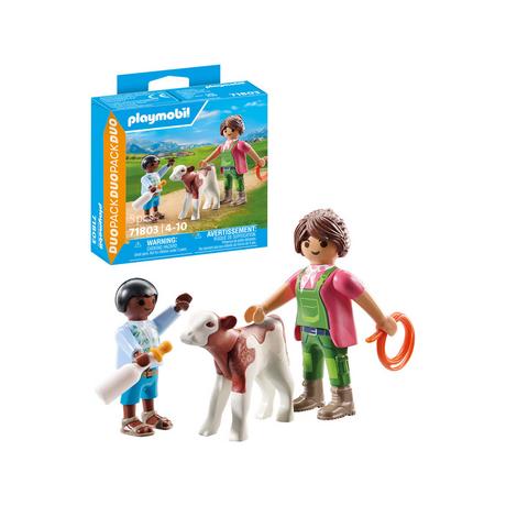 Playmobil  71803 Bäuerin mit Kind und Kalb 