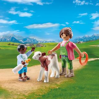 Playmobil  71803 Bäuerin mit Kind und Kalb 