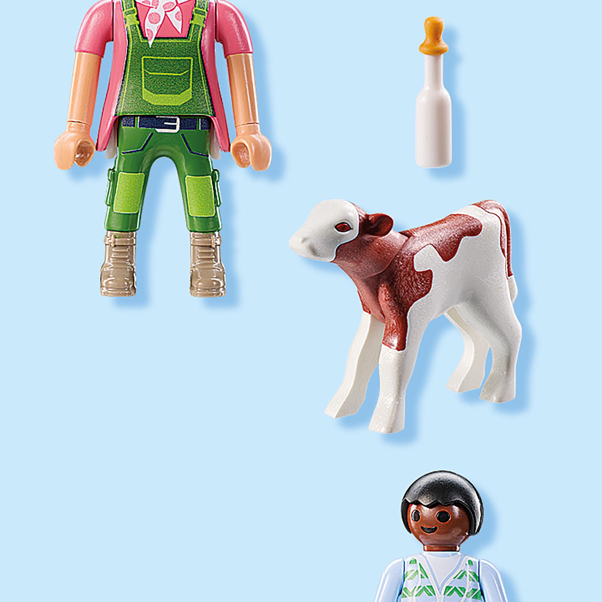 Playmobil  71803 Bäuerin mit Kind und Kalb 