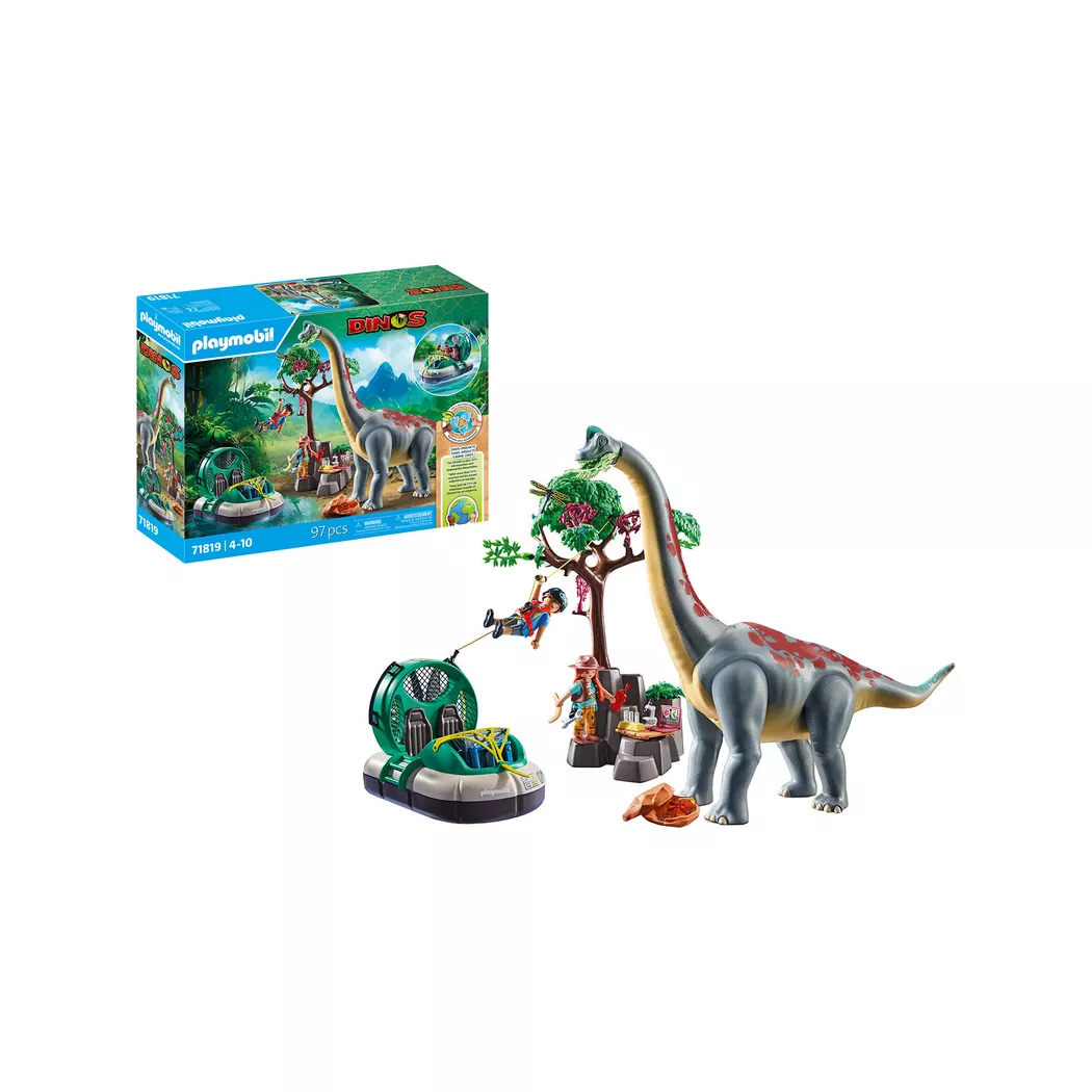 Playmobil - 71819 Brachiosaurus-Begegnung mit Luftkissenboot, Multicolor