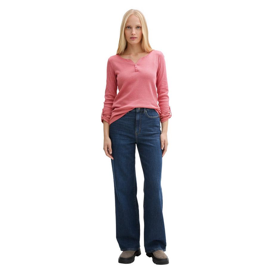 TOM TAILOR T-shirt Henley à manches trois-quarts  