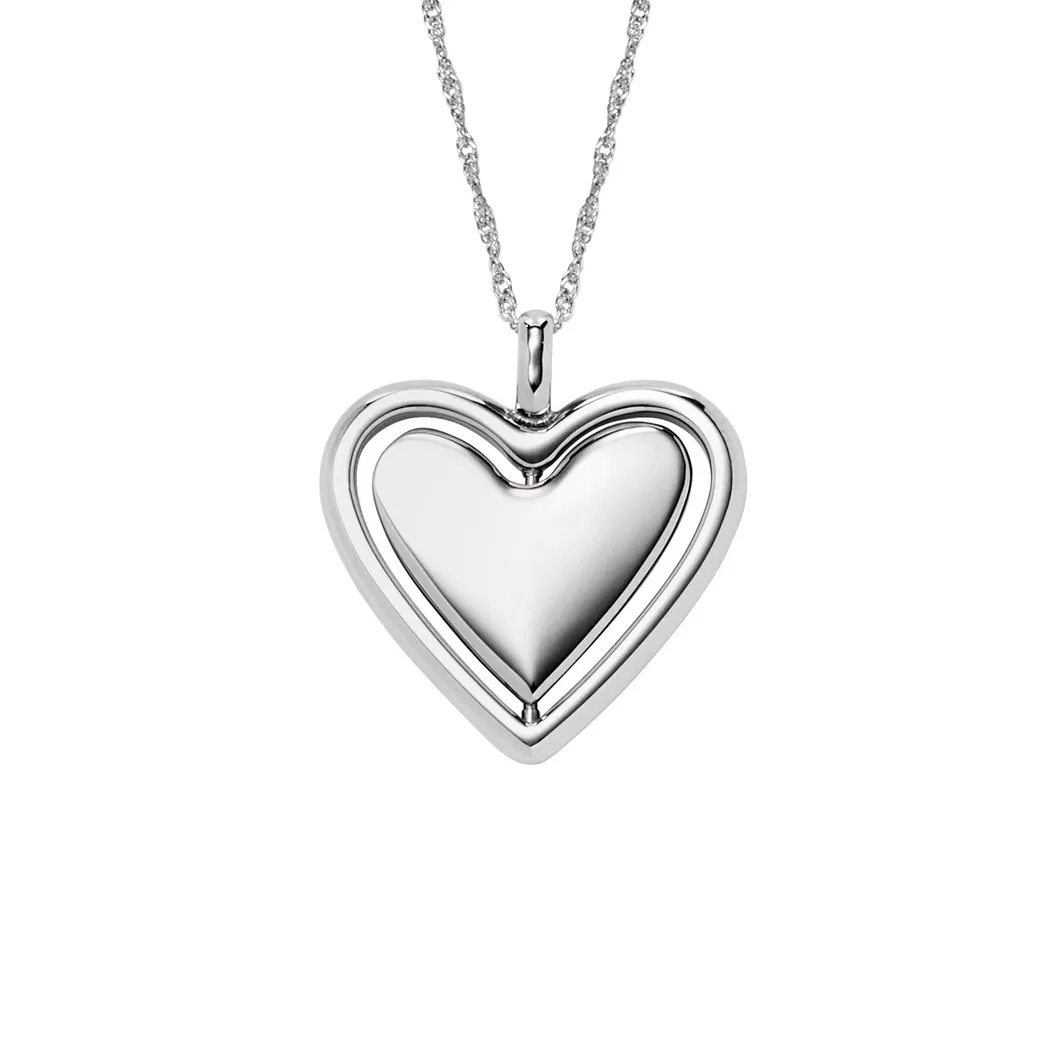 Kette mit Anhänger FOSSIL "Schmuck Geschenk Edelstahl JEWELRY Herz", silber (edelstahlfarben), Halsketten, Damen, Edelstahl, L: 56 B: 1mm, B:1mm