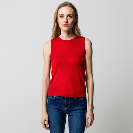 Manor Woman Pull sans manches col rond rayé  