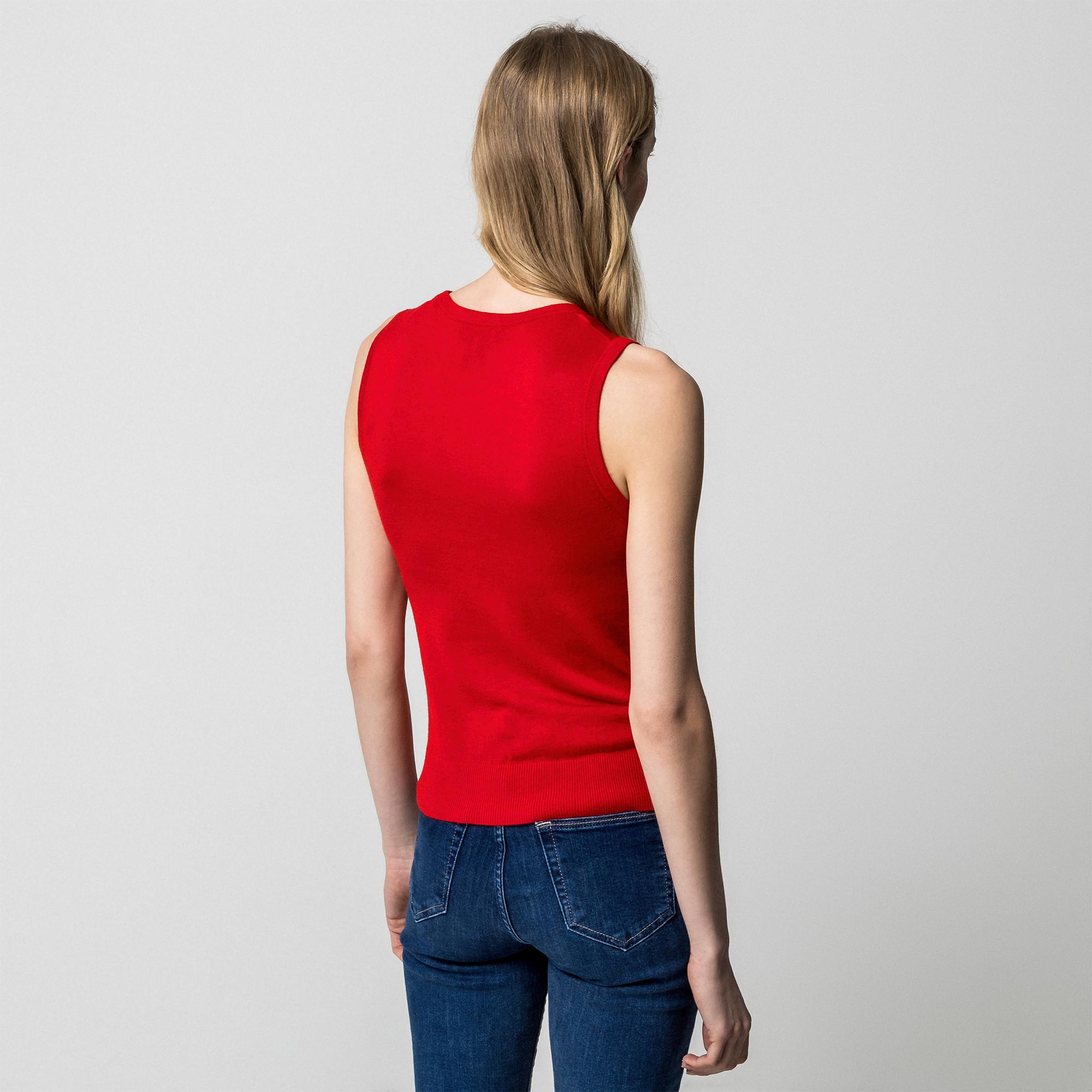 Manor Woman Pull sans manches col rond rayé  