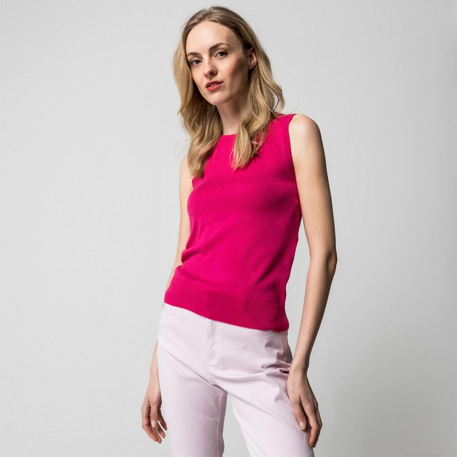 Manor Woman Pull sans manches col rond rayé  