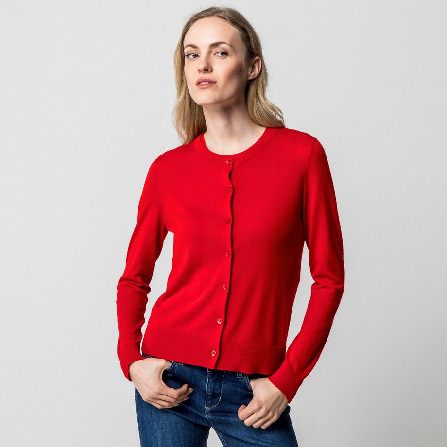 Manor Woman Cardigan Rayé en Maille Fine  