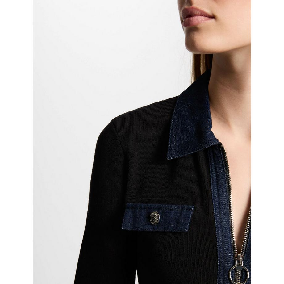 MORGAN Kurzarm A-Linien Strickkleid  