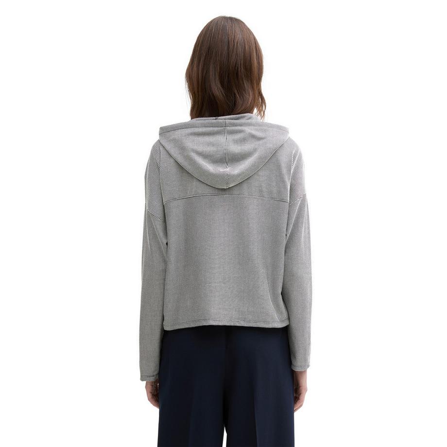 TOM TAILOR Denim Gestreiftes Langarmshirt mit Kapuze  