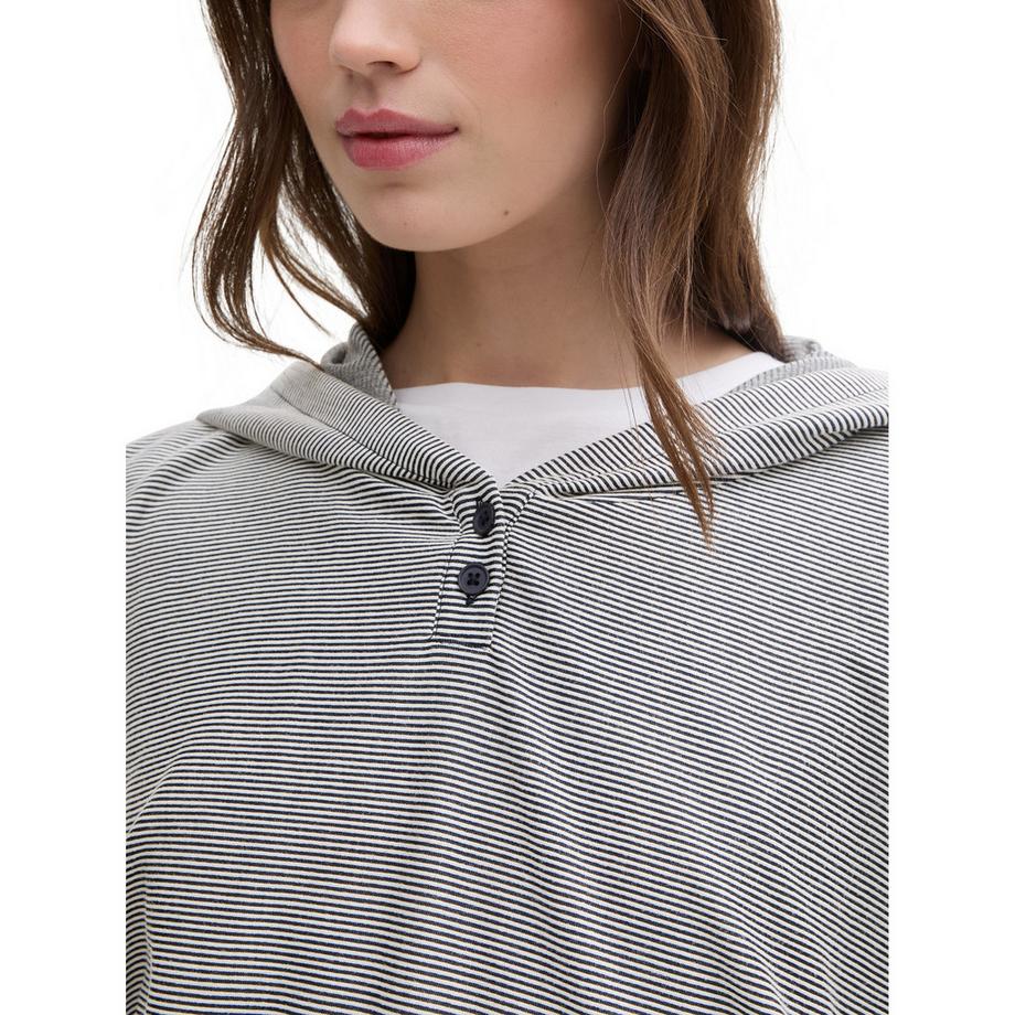 TOM TAILOR Denim Gestreiftes Langarmshirt mit Kapuze  