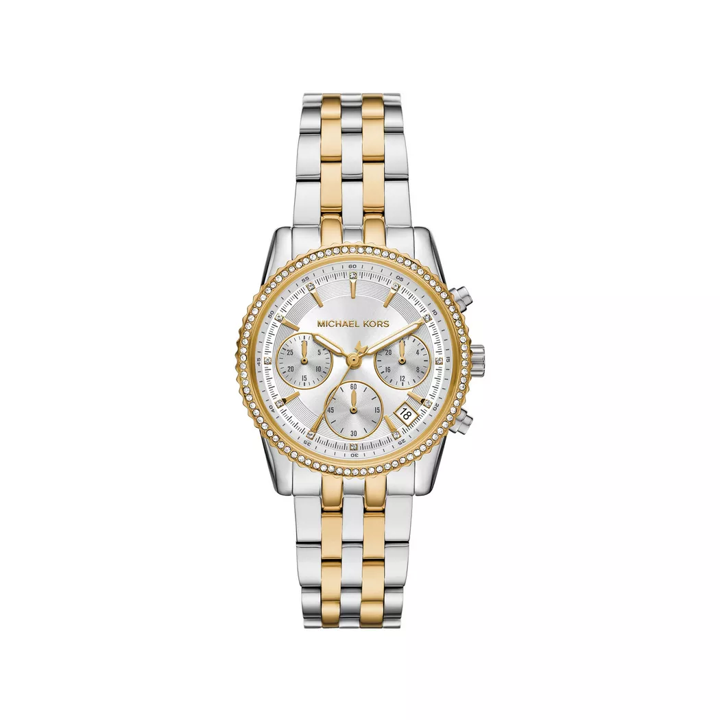 Chronograph MICHAEL KORS "BRYANT", gold (edelstahlfarben, gelbgoldfarben), Armbanduhren, Damen, Chronograph, Quarzuhr, Armbanduhr, Damenuhr, Edelstahlarmband, analog, Tag