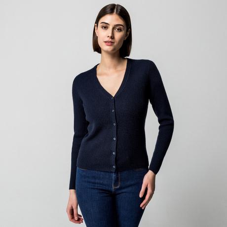 Manor Woman Gerippter V-Ausschnitt Cardigan  