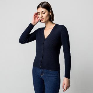 Manor Woman Gerippter V-Ausschnitt Cardigan  