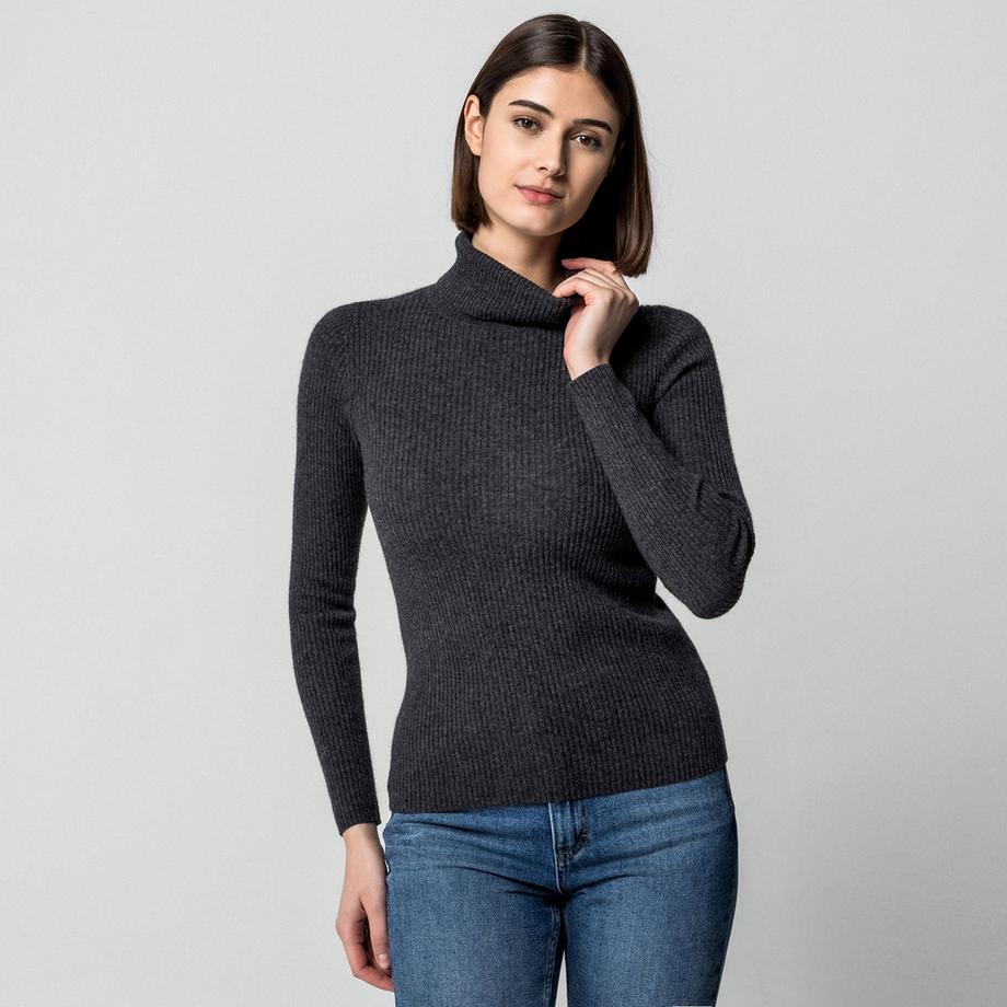 Manor Woman Maglione Cashmere a Coste Dolcevita  