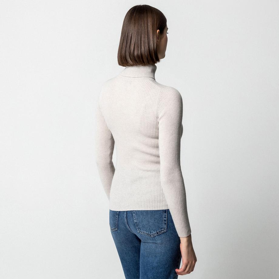 Manor Woman Maglione Cashmere a Coste Dolcevita  