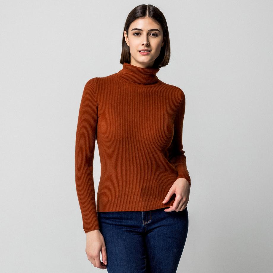 Manor Woman Cashmere Gerippter Rollkragenpullover  