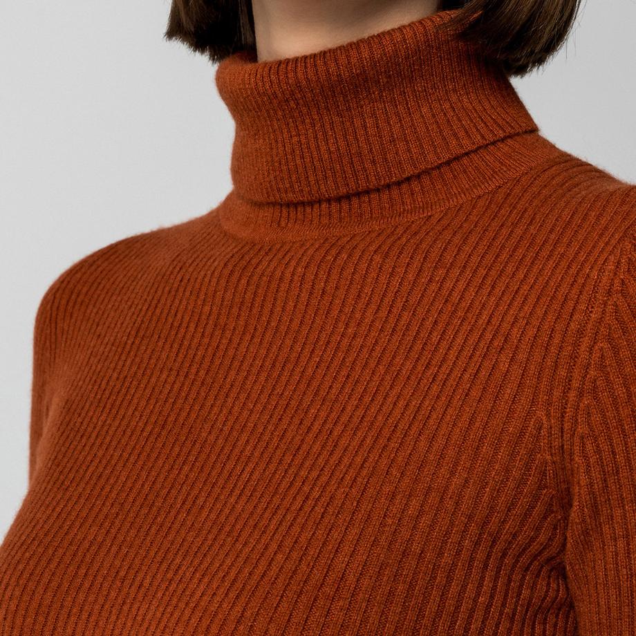 Manor Woman Cashmere Gerippter Rollkragenpullover  