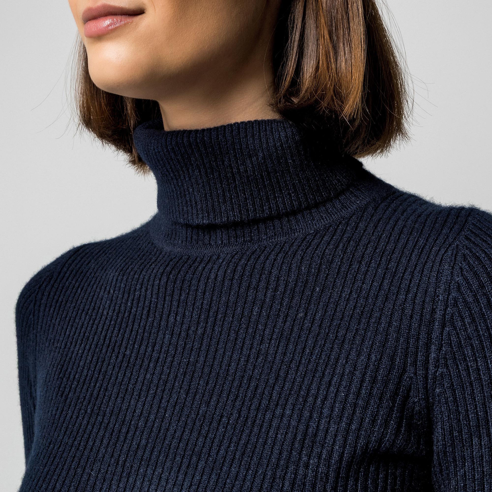 Manor Woman Cashmere Gerippter Rollkragenpullover Slim Fit  