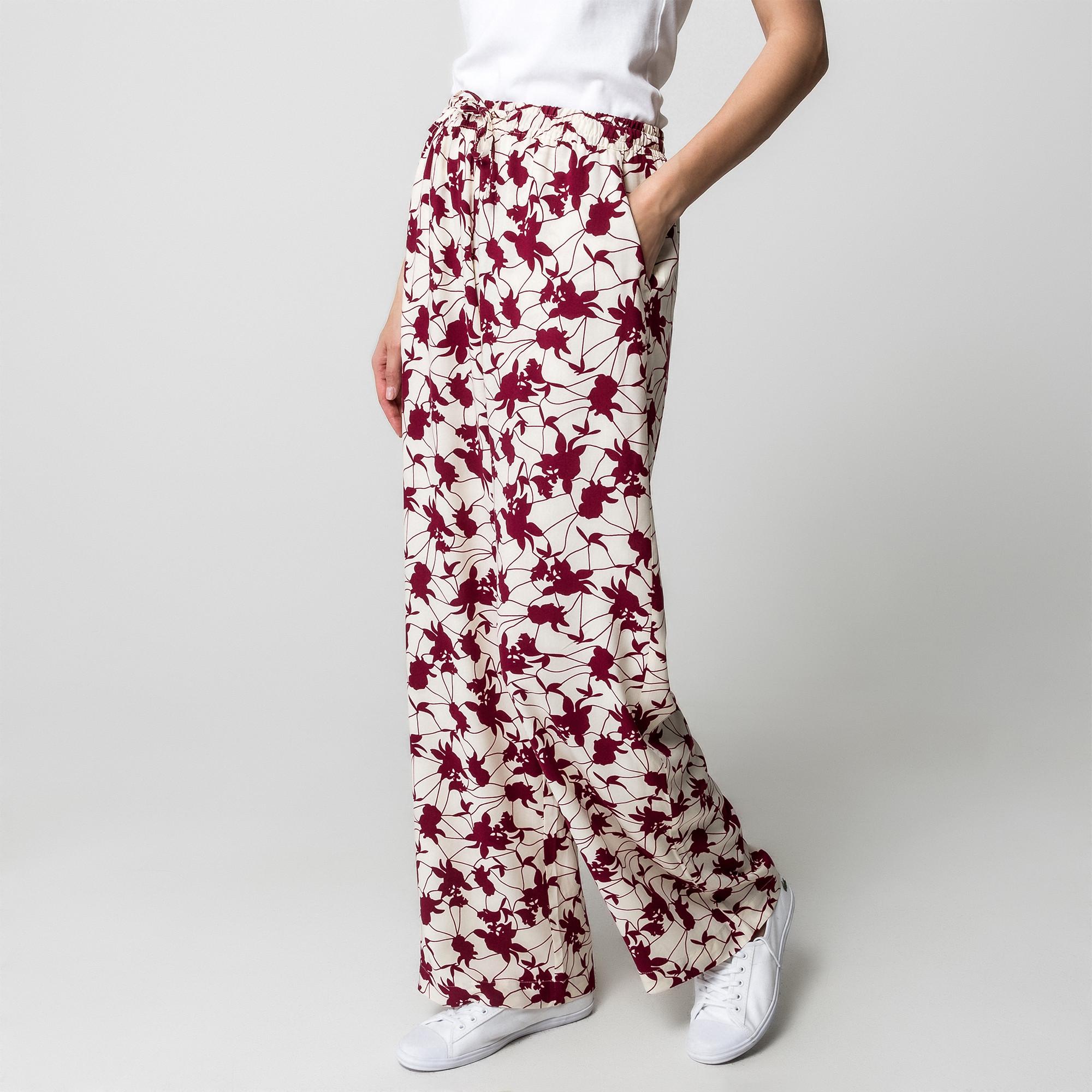 Manor Woman Hose mit Blumendruck Gummizug Gerades Bein  