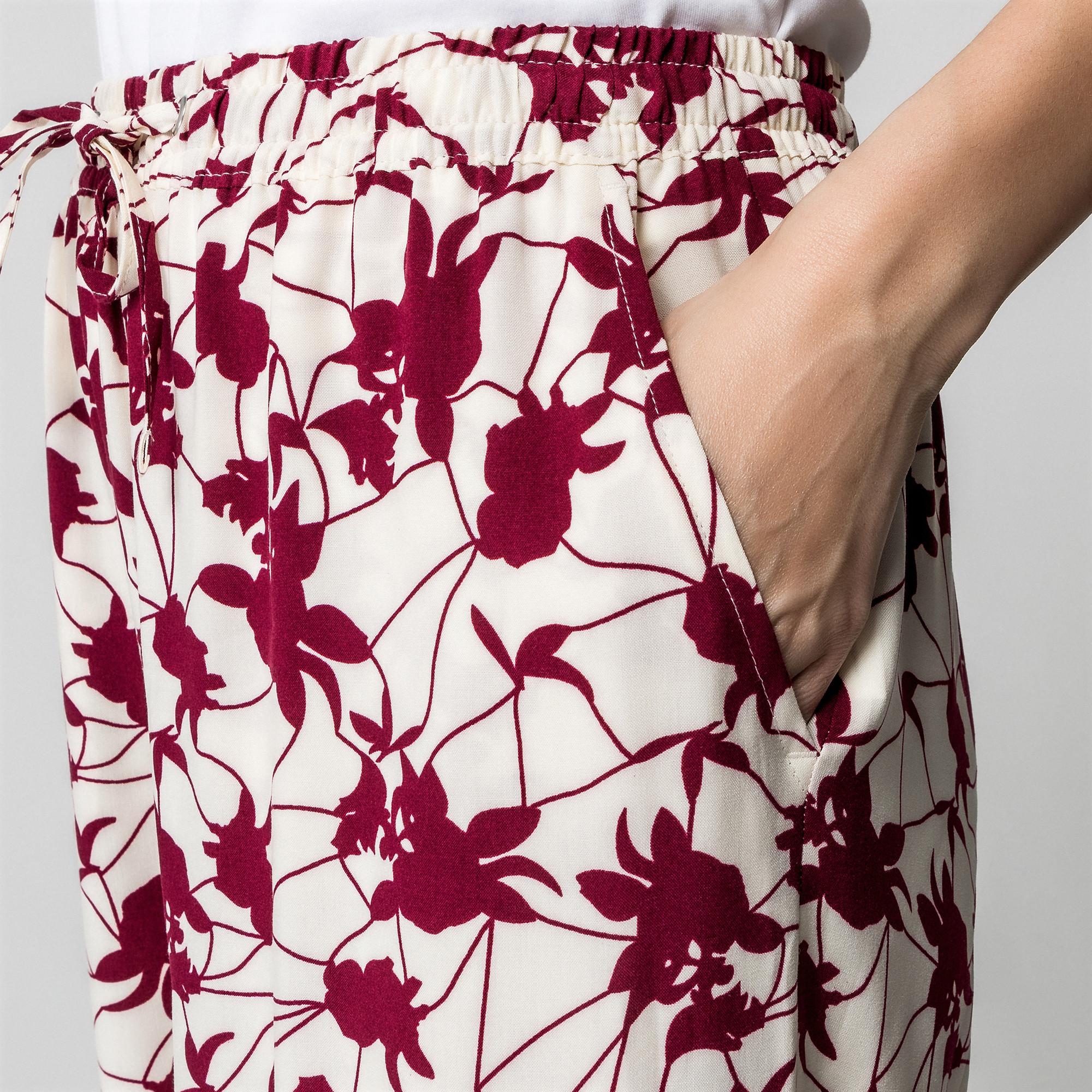 Manor Woman Hose mit Blumendruck Gummizug Gerades Bein  