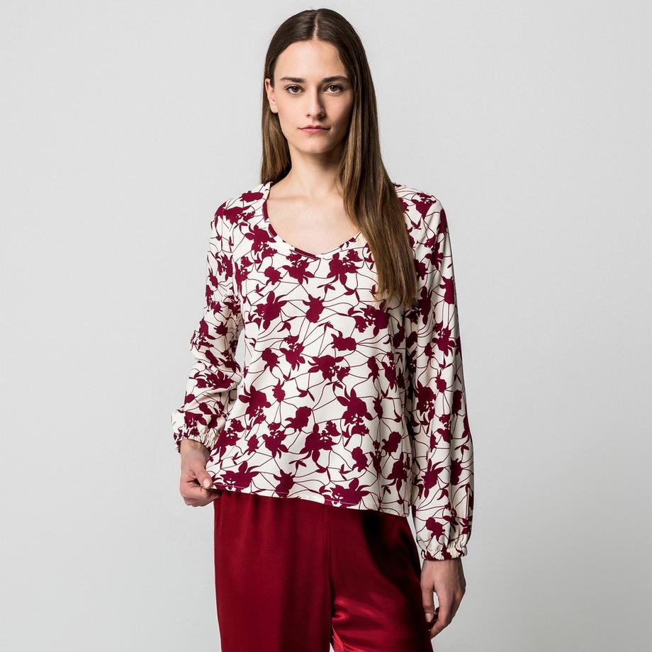 Manor Woman Bluse mit Blumenmuster V-Ausschnitt  