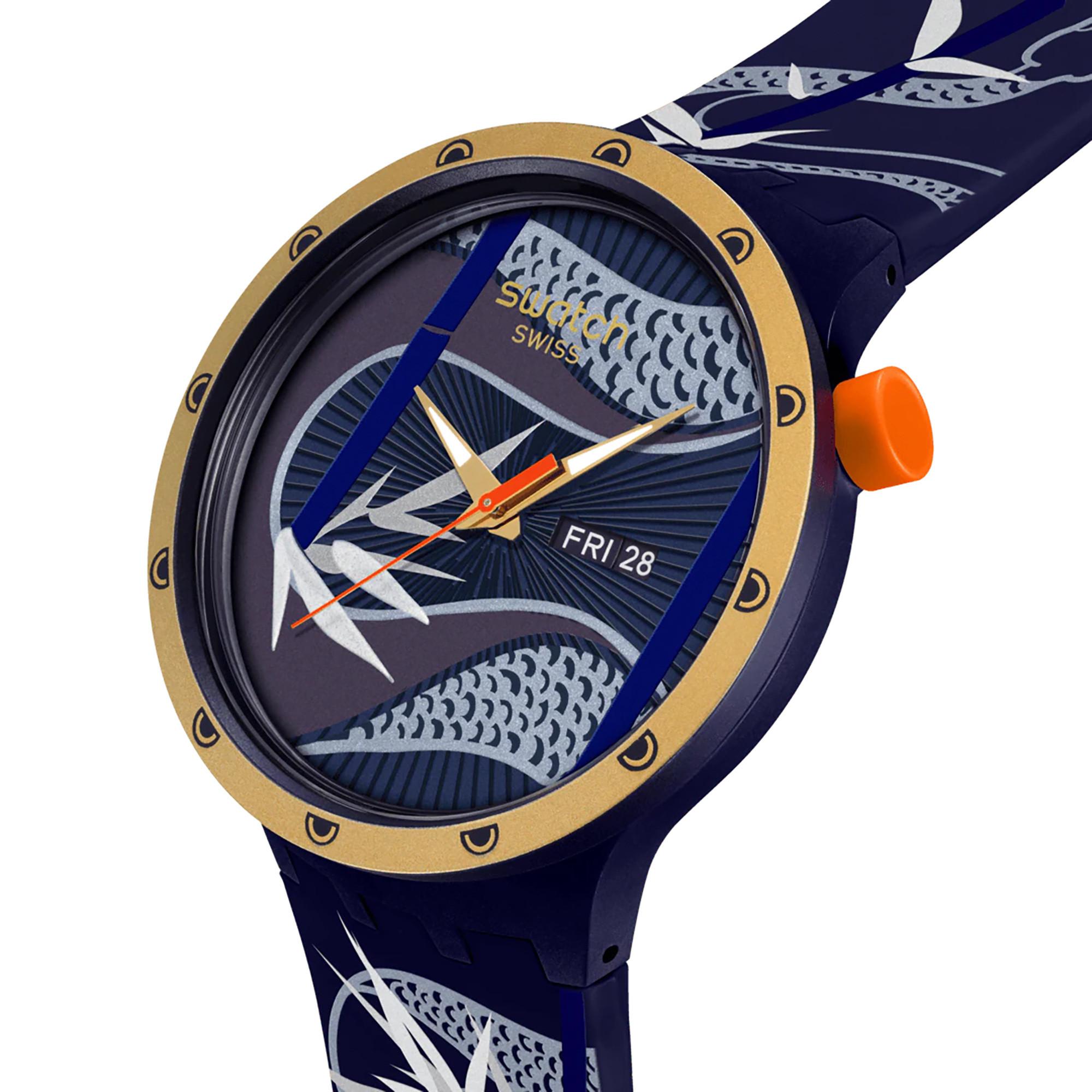 swatch BIG BOLD BLUE AND GOLDEN LITHE DANCER Analoguhr 