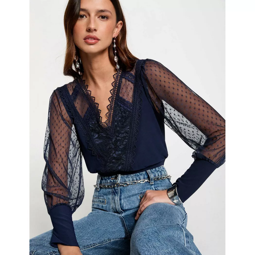 Morgan - T-Shirt, für Damen, Blau, Größe M