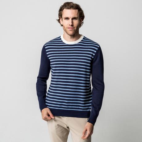 Manor Man Pull Rayé Col Rond  