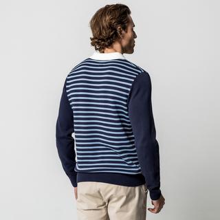 Manor Man Maglione Polo a Righe Maniche Lunghe  