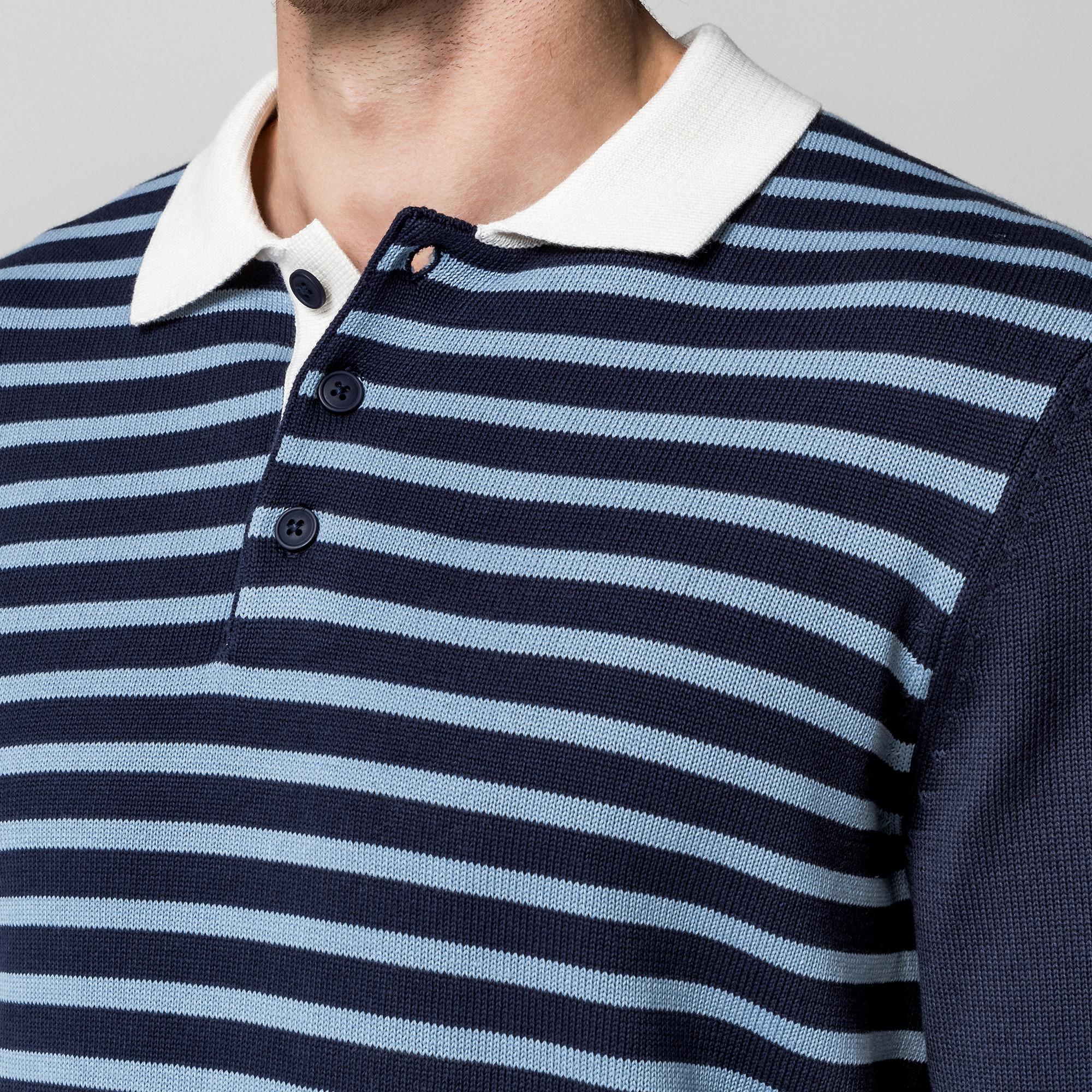 Manor Man Maglione Polo a Righe Maniche Lunghe  