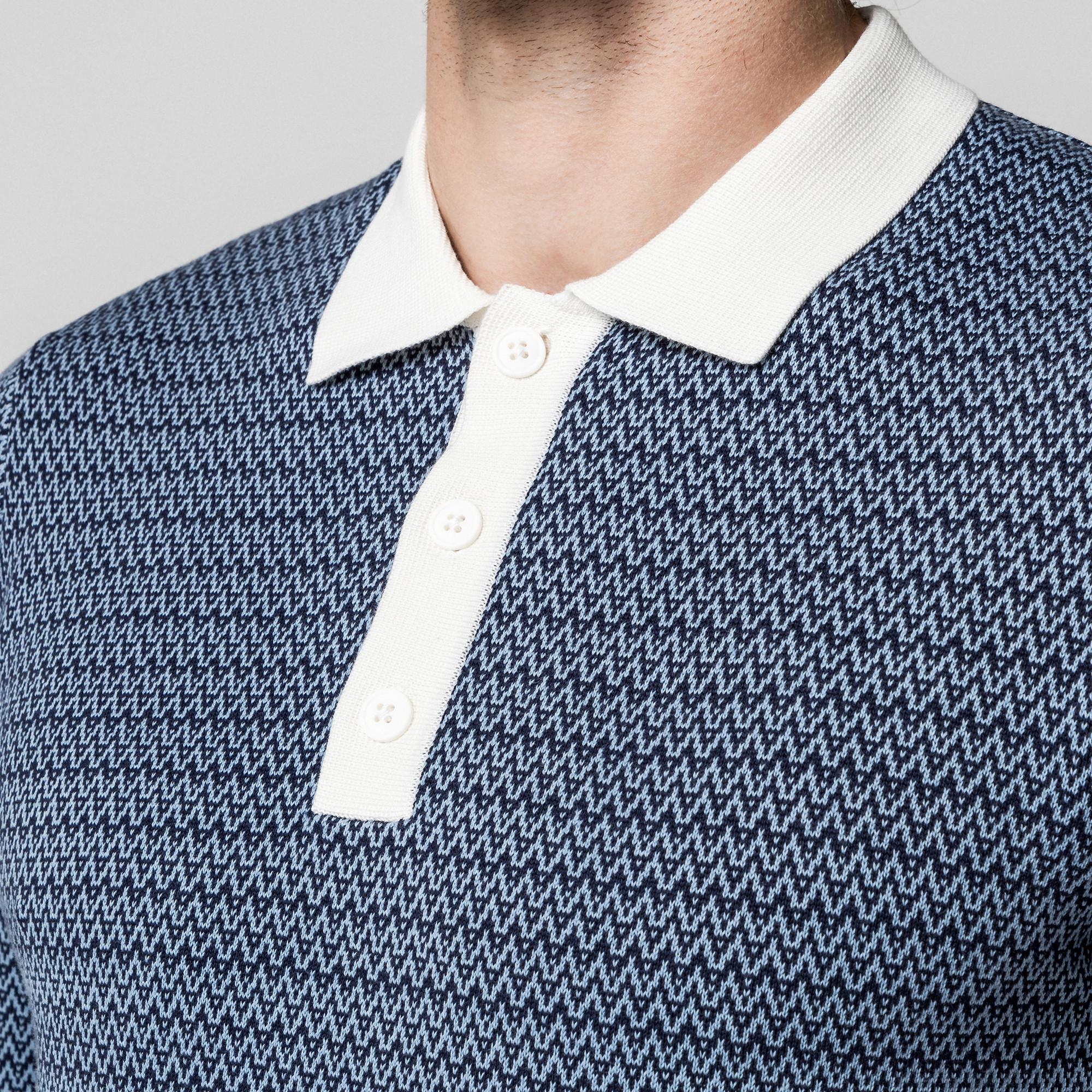 Manor Man Gemusterter Kurzarm Polo Pullover  