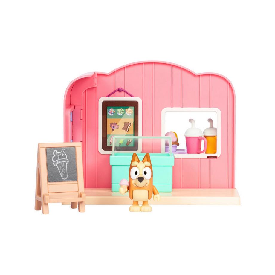 Moose Toys  Bluey Spielset Eisdiele Bingo-Figur, Gefriertruhe, Stickerblatt 