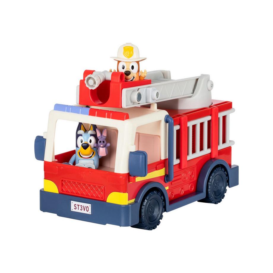 Bluey Camion de Pompiers 3 Figurines, Camion de Pompiers avec pièces mobiles