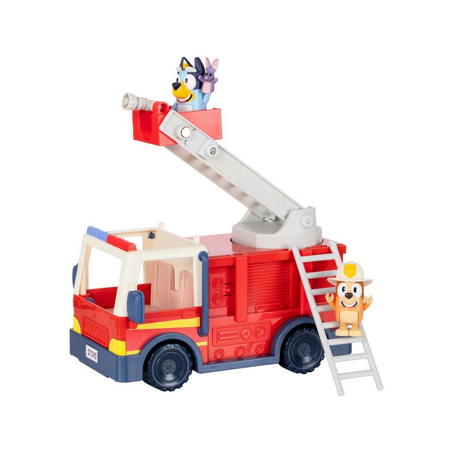 Moose Toys  Bluey Feuerwehrauto 3 Figuren, Feuerwehrauto mit beweglichen Teilen 