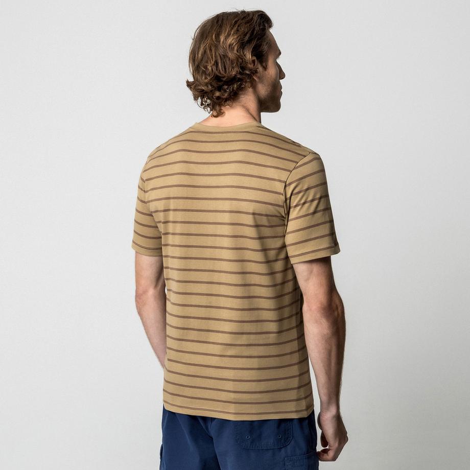 Manor Man Gestreiftes V-Ausschnitt Kurzarm T-Shirt  