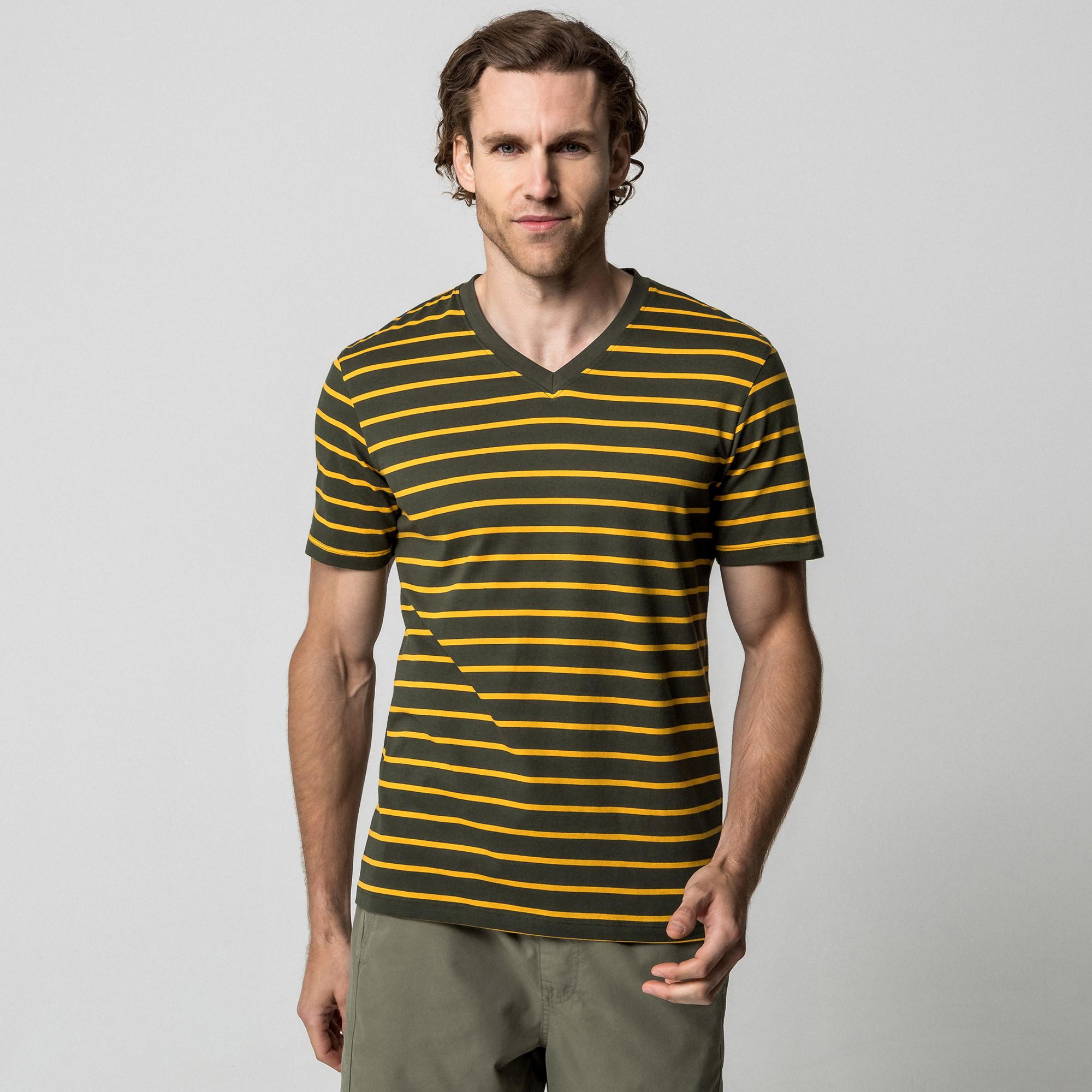 Manor Man Gestreiftes V-Ausschnitt Kurzarm T-Shirt  