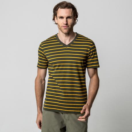 Manor Man Gestreiftes V-Ausschnitt Kurzarm T-Shirt  