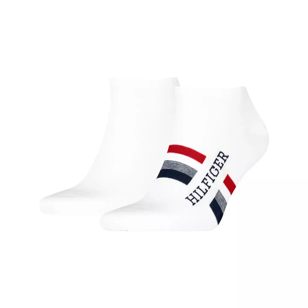 Kurzsocken TOMMY HILFIGER "TH MEN QUARTER 2P HILFIGER TAB", Herren, Gr. 39-42, weiß, Baumwollmischung, normal, Socken, Logo-Flag und Schriftzug