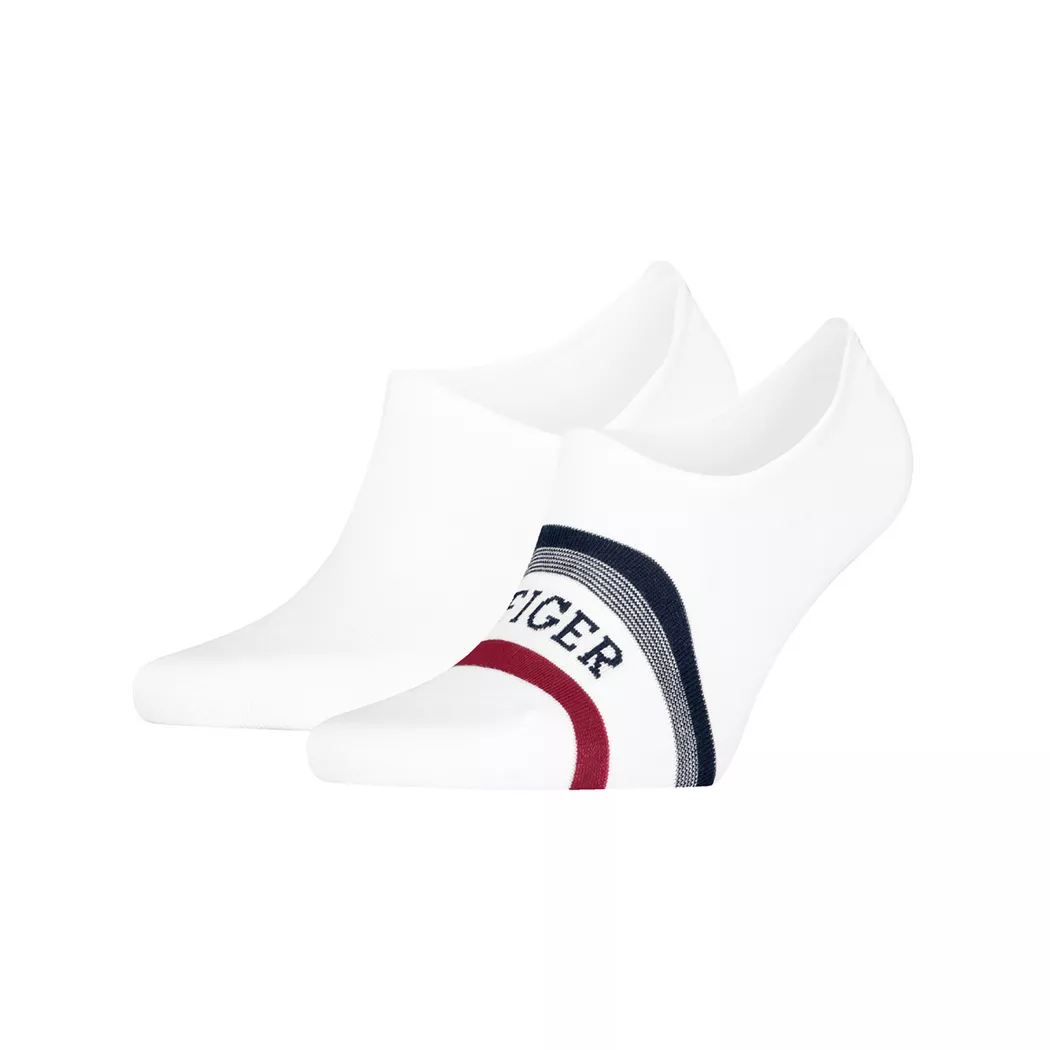 Kurzsocken TOMMY HILFIGER "TH MEN QUARTER 2P HILFIGER TAB", Herren, Gr. 39-42, weiß, Baumwollmischung, normal, Socken, Logo-Flag und Schriftzug 3