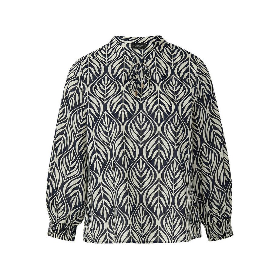 S. Oliver Black Label Bluse mit Blattmuster und Bindekragen  