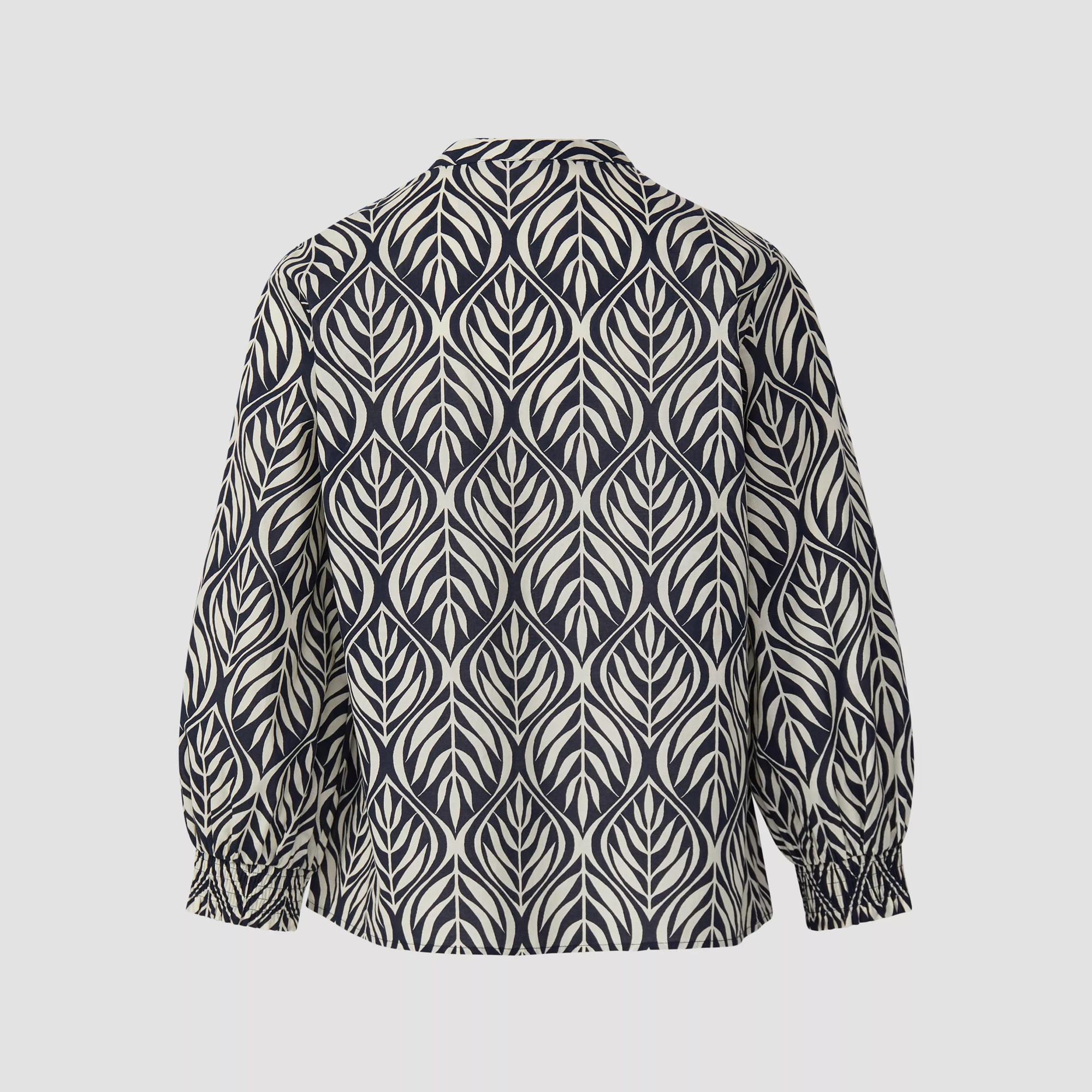 S. Oliver Black Label Camicetta con Stampa a Foglie e Collo da Annodare  