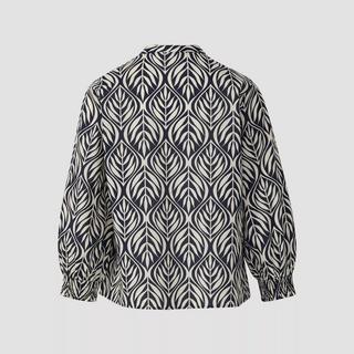 S. Oliver Black Label Camicetta con Stampa a Foglie e Collo da Annodare  