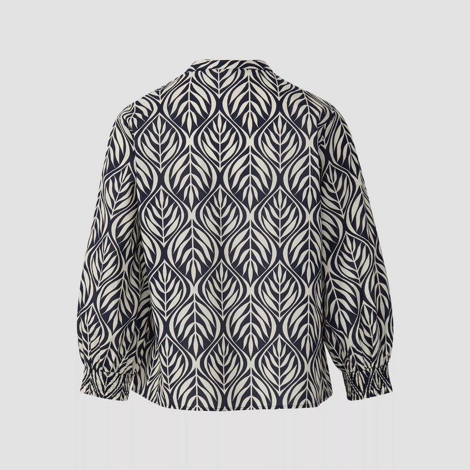 S. Oliver Black Label Bluse mit Blattmuster und Bindekragen  