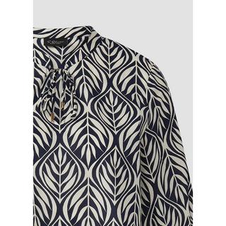 S. Oliver Black Label Camicetta con Stampa a Foglie e Collo da Annodare  