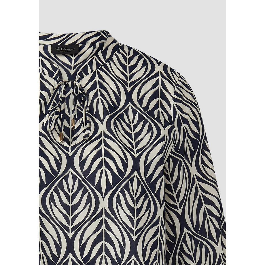 S. Oliver Black Label Bluse mit Blattmuster und Bindekragen  