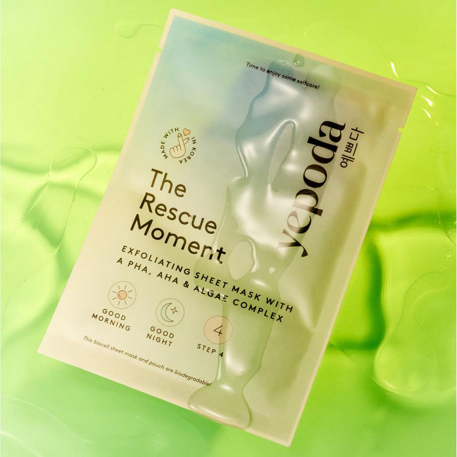 Yepoda  The Rescue Moment – Maschera in tessuto esfoliante con PHA, AHA e alghe 