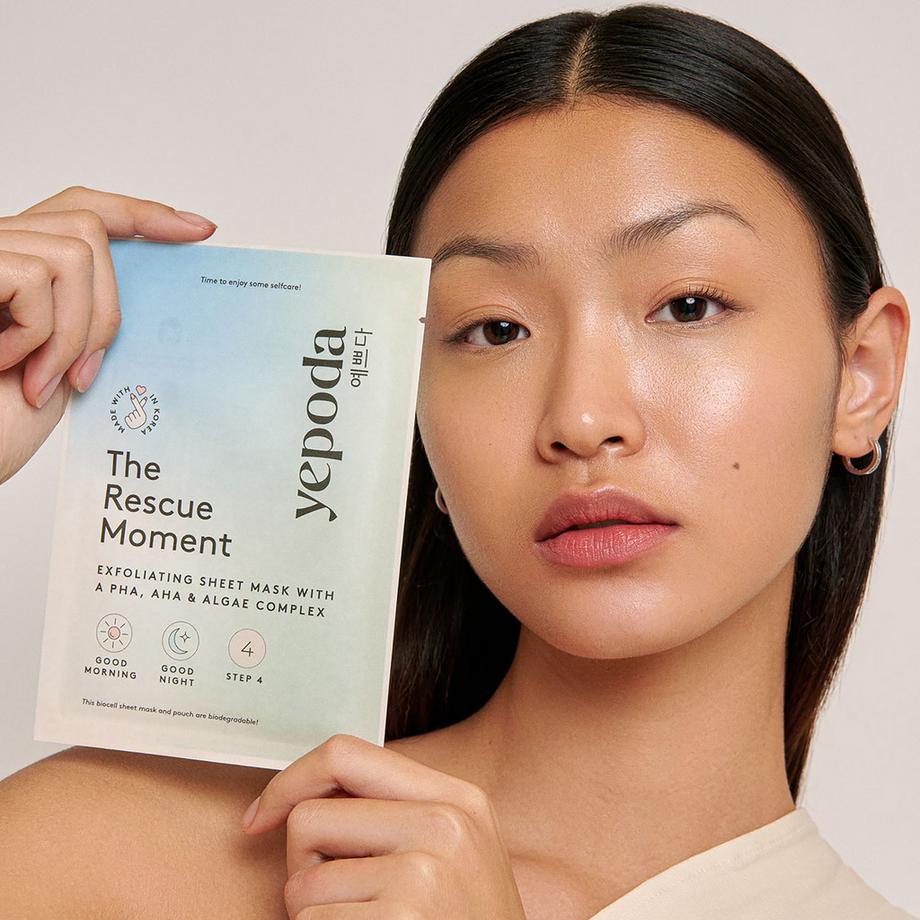 Yepoda  The Rescue Moment – Maschera in tessuto esfoliante con PHA, AHA e alghe 