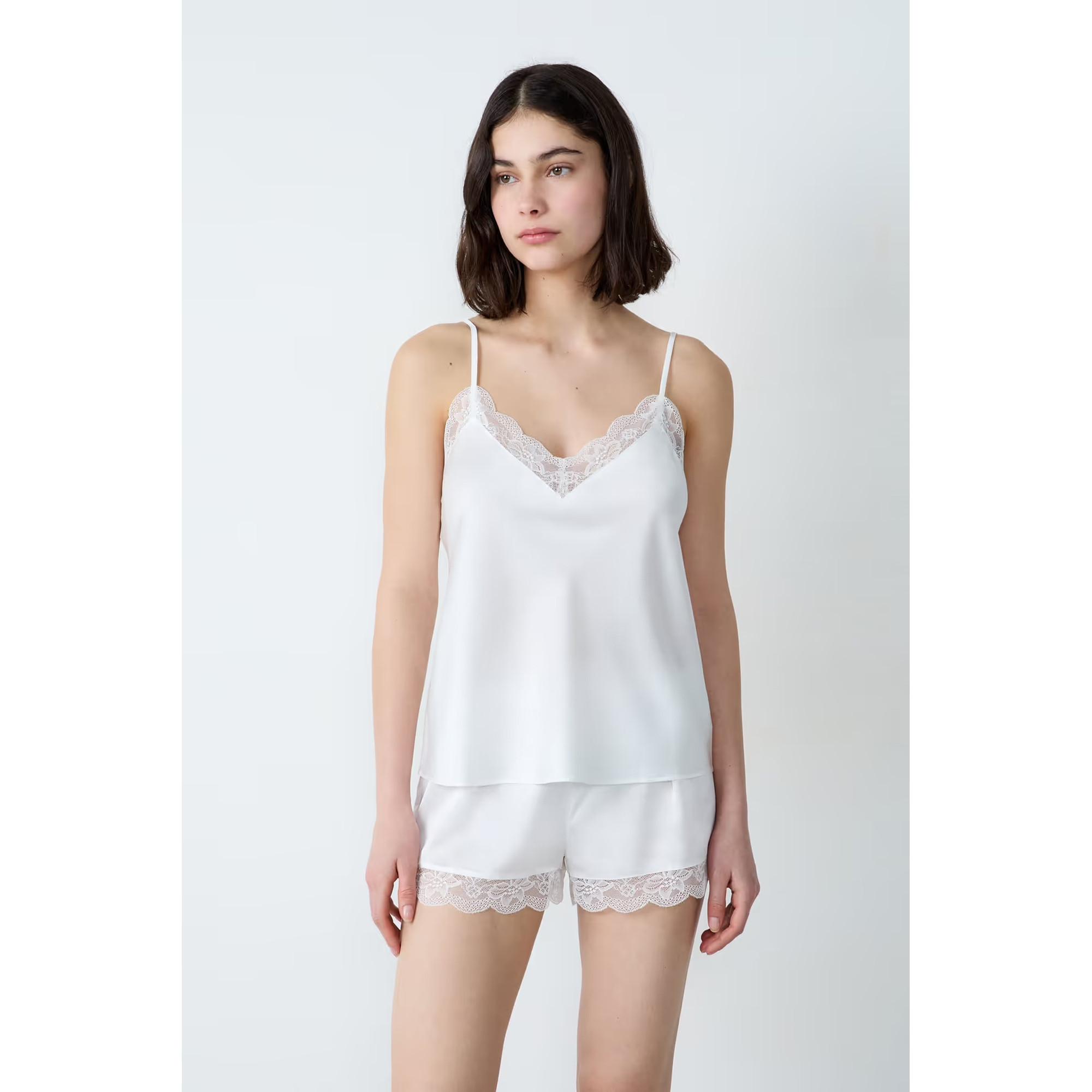 Etam Top Camisole Raso Pizzo Floreale  