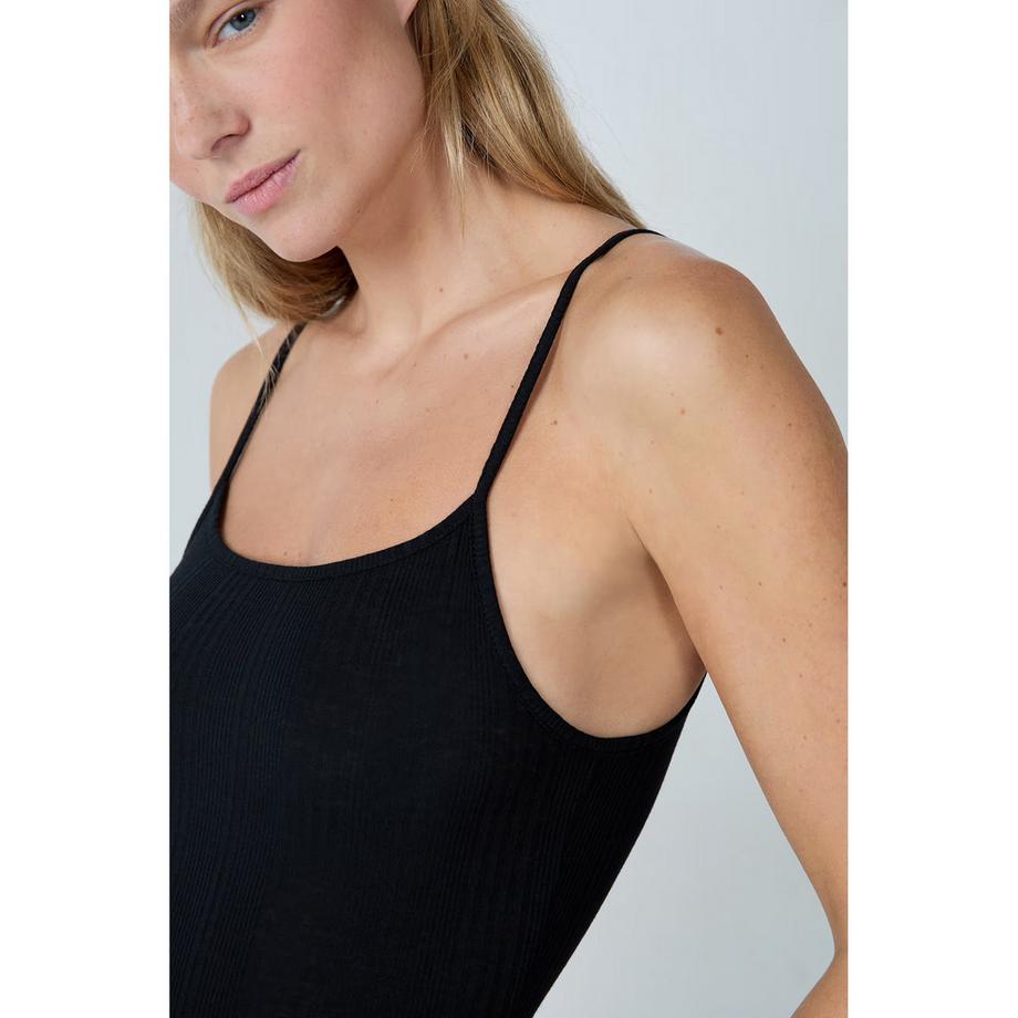 Etam Geripptes Midi Nachthemd  