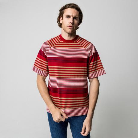 Manor Man Gestreiftes Regular Fit Kurzarm T-Shirt  