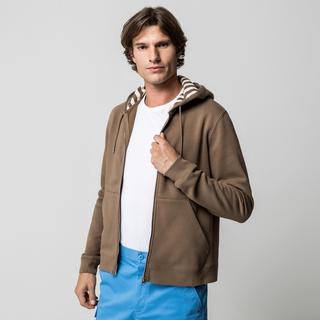 Manor Man Felpa con cappuccio Full Zip con fodera a righe  
